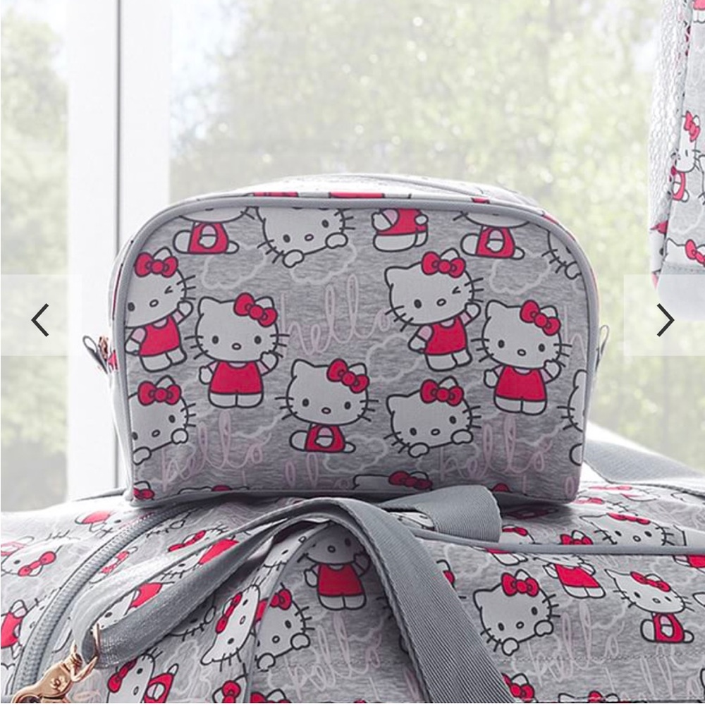 New Pottery barn Hello Kitty Gray and Red Cosmetic jet set dopp kit
